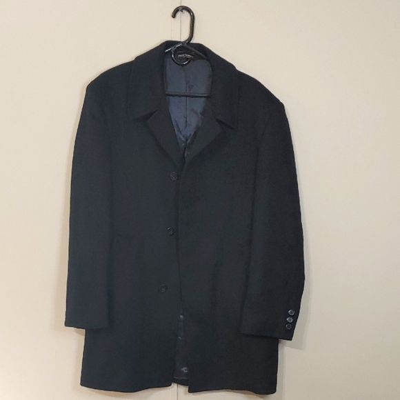Pronto Moda Cashmere Wool Blend Men's Black Peacoat Size 42R - Picture 1 of 10